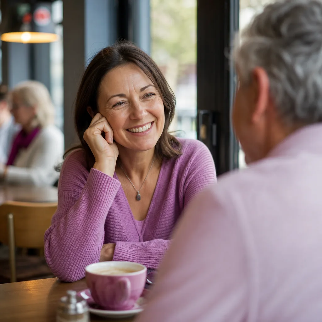Mature woman creating an honest dating profile at home in Auckland