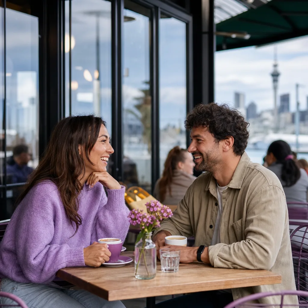 Auckland woman reviewing a dating profile privately at home